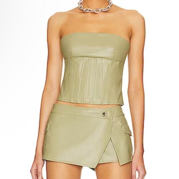 superdown Tops - SUPERDOWN ODESSA CORSET LEATHER TOP Size M